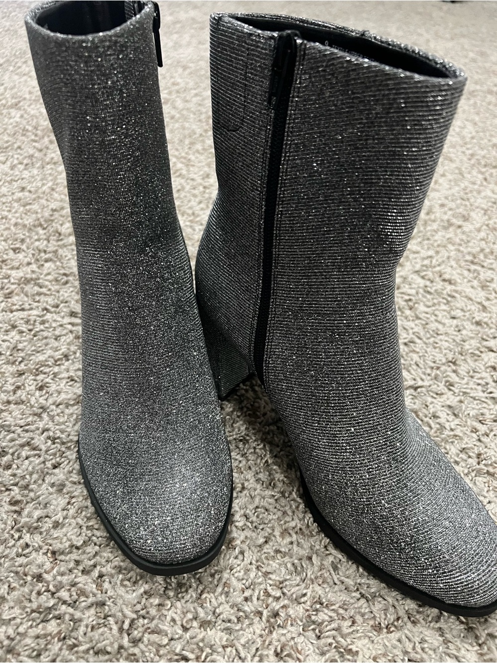 Universal Thread Glitter Ankle Boots - Silver